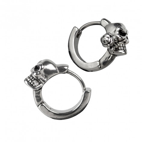 Náušnice chirurgická ocel Lebky - Skull with rose  