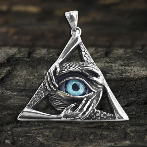 Přívěsek chirurgická ocel OKO Triangular Evil Eye BLUE  