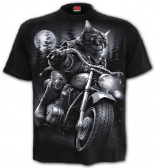 Motorkářské tričko s kočkou Spiral NINE LIVES TR501600