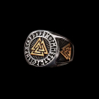 OCELOVÝ PRSTEN VIKING Runes Valknut Triangle Bronze  