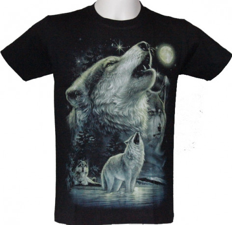 Tričko s vlkem HOWLING WOLS FAN-GR328 SVÍTÍ VE TMĚ!  