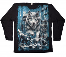 Tričko dlouhý rukáv s vlkem WINTER WOLFIE FAN-LS31