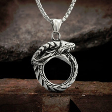 Přívěsek s řetízkem chirurgická ocel VIKING Ouroboros Dragon
