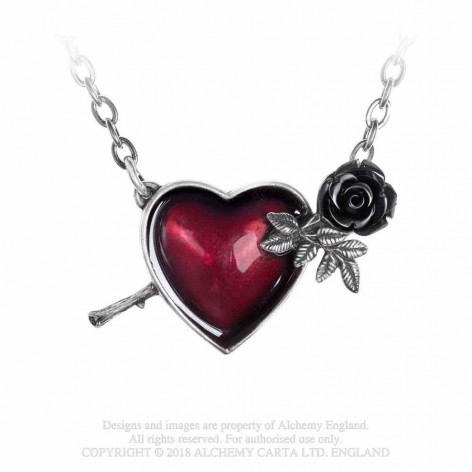Přívěsek srdce a růže Alchemy Gothic - Wounded By Love  