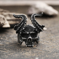 OCELOVÝ PRSTEN Horned Satan Devil Skull