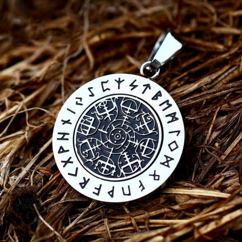 Přívěsek chirurgická ocel VIKING Vegvisir Runes rotating  