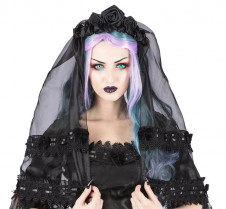 Gothic černý závoj Black organza