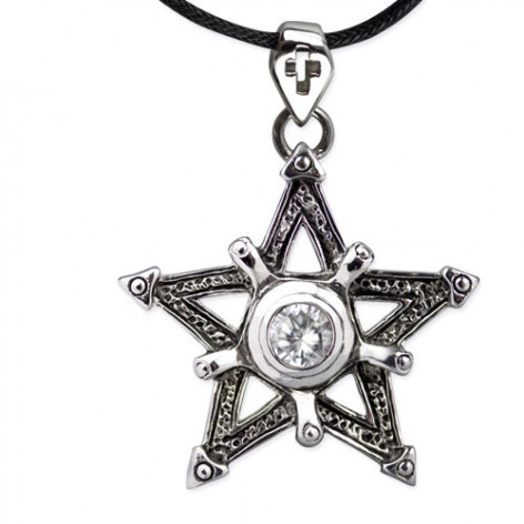 Přívěsek chirurgická ocel Pentagram white stone ECHT-SK063W  