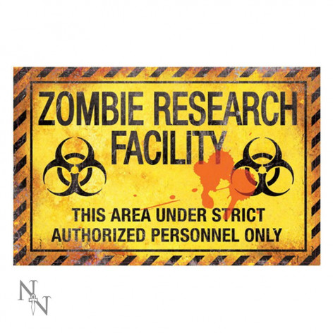 Výstražná cedule Zombie Research Facility  