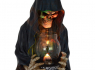 Lampa smrtka Grim reaper looks into a lamp  