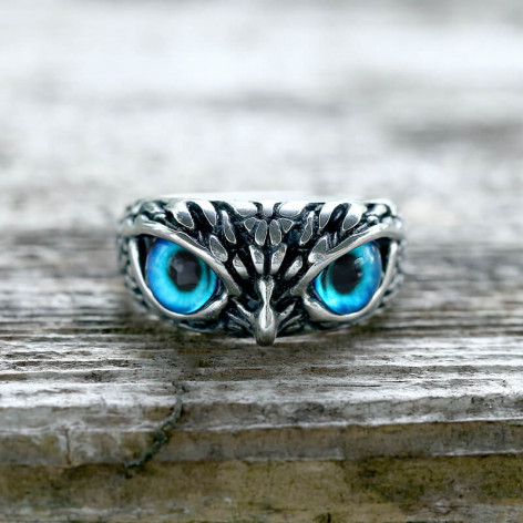 OCELOVÝ PRSTEN SOVA Blue eyes  