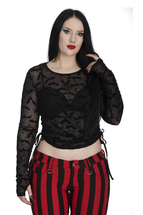 Dámský gothic TOP s netopýrem Black GROOVE  