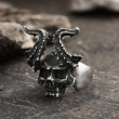 OCELOVÝ PRSTEN Horned Satan Devil Skull  