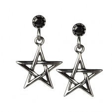 Náušnice chirurgická ocel PENTAGRAM BLACK STONE ECHT-SO1220