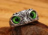 OCELOVÝ PRSTEN SOVA Green eyes  