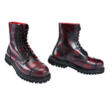 boty kožené 10dírkové BRANDIT - Phantom Red Burgundy  