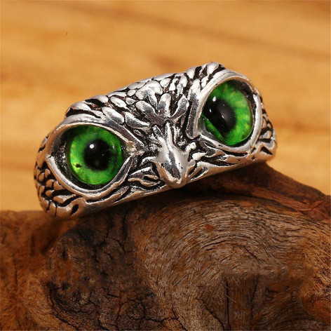 OCELOVÝ PRSTEN SOVA Green eyes  