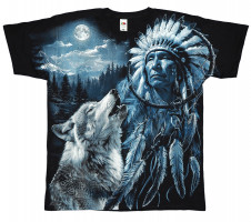 Tričko s vlkem WOLF AND INDIAN