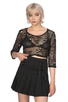 Dámský gothic CROP TOP Black SKULL 