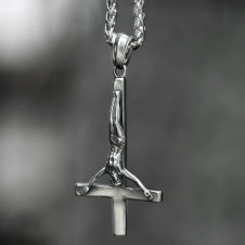 Přívěsek chirurgická ocel Obrácený kříž Antichrist