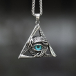 Přívěsek chirurgická ocel OKO Triangular Evil Eye BLUE  