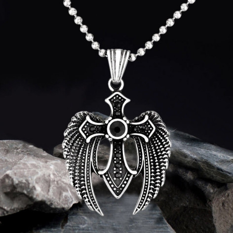 Přívěsek chirurgická ocel Fallen Angel Wings BLACK  