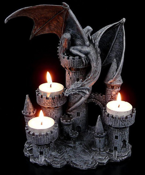 Svícen s drakem Black dragon Tea light holder  
