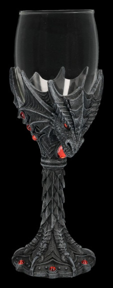 Kalich pohár Drak Dragon glass, black with red stones