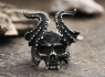 OCELOVÝ PRSTEN Horned Satan Devil Skull  