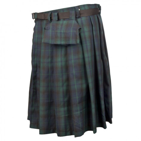 KILT PÁNSKÝ BLACK PISTOL Short Kilt Tartan Green-Blue  