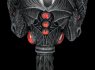 Kalich pohár Drak Dragon glass, black with red stones  