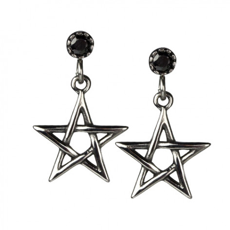 Náušnice chirurgická ocel PENTAGRAM BLACK STONE ECHT-SO1220  