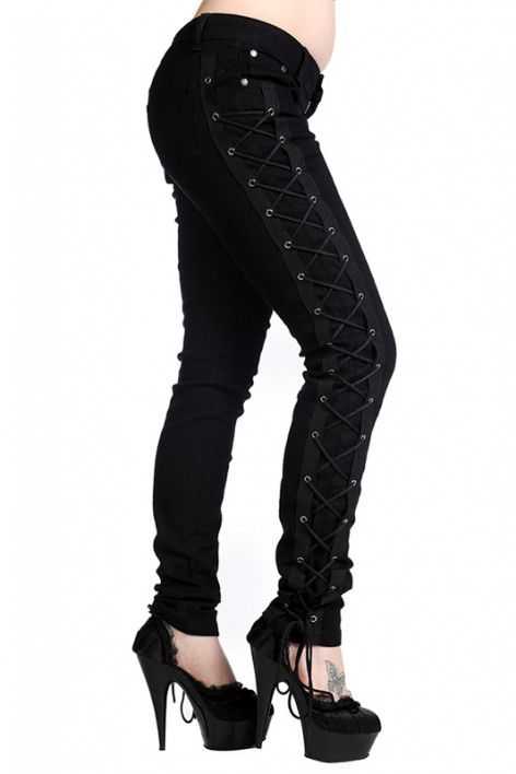 Dámské kalhoty Corset Style Black Skinny Jeans  