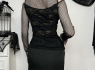 Dámský gothic top SLIM MESH HOLE LONG  