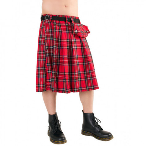 KILT PÁNSKÝ BLACK PISTOL Short Kilt Tartan RED  