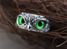 OCELOVÝ PRSTEN SOVA Green eyes  