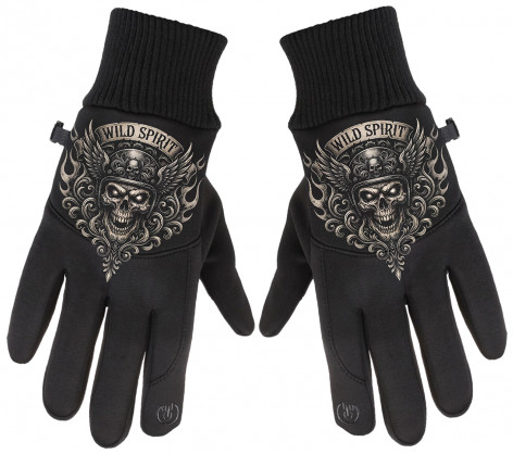 Rukavice lebka BIKER WILD SPIRIT SKULL  