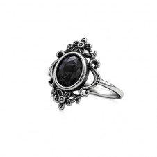 Prsten chirurgická ocel Black Flowers