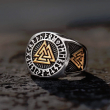 OCELOVÝ PRSTEN VIKING Runes Valknut Triangle Bronze  