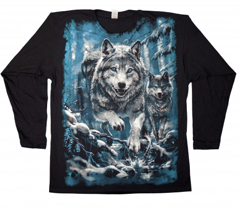 Tričko dlouhý rukáv s vlkem WINTER WOLFIE FAN-LS31  