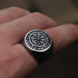 OCELOVÝ PRSTEN VIKING Futhark Runes Compass  