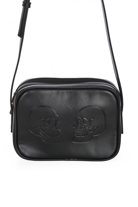 Kabelka s lebkami Black TWIN SKULL  