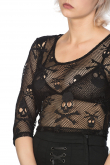 Dámský gothic CROP TOP Black SKULL   