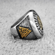 OCELOVÝ PRSTEN VIKING Runes Valknut Triangle Bronze  