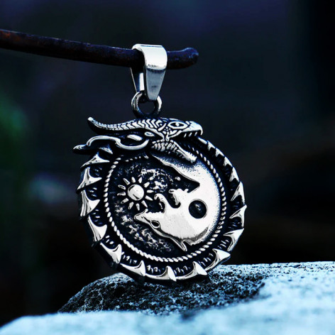 Přívěsek chirurgická ocel VIKING Ouroboros Fenrir Wolf  