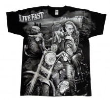 Motorkářské tričko LIVE FAST FAN-T309