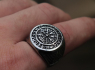 OCELOVÝ PRSTEN VIKING Futhark Runes Compass  