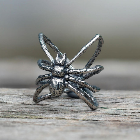 OCELOVÝ PRSTEN PAVOUK VINTAGE SPIDER  