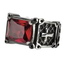 Prsten chirurgická ocel Crystal Cross RED ECHT-SR1185