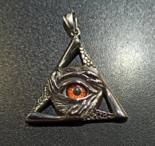Přívěsek chirurgická ocel OKO Triangular Evil Eye RED